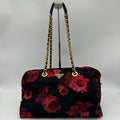 Prada Quilted Chain Shoulder Bag Rose Pattern Black
