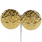 Chanel Coco Mark Quilted Vintage Gold Plated 23 42.5 g Earrings