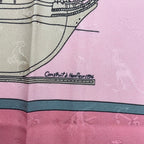 Hermes Scarf Silk Carre 90 le Geographe Geographer Pink — view 7