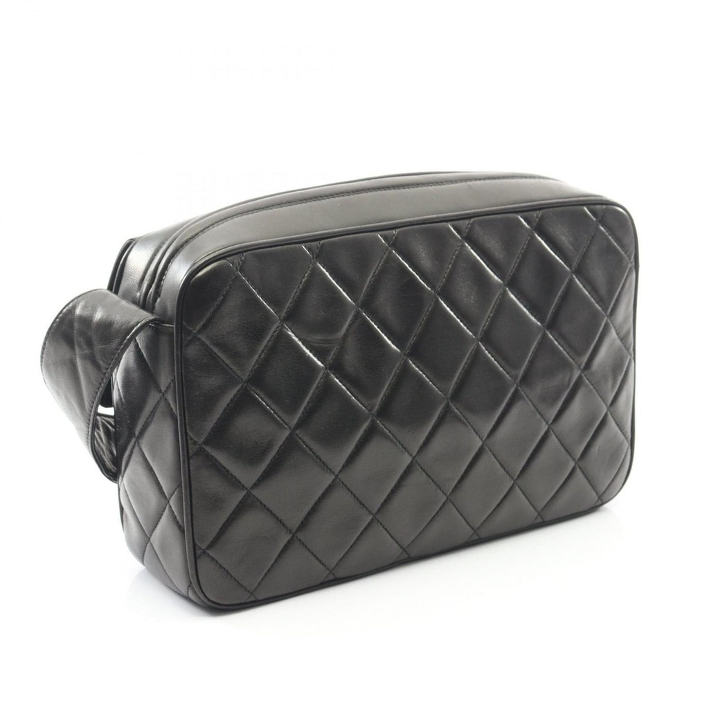 Chanel Shoulder Bag Quilted Black Lambskin Fringe — view 2