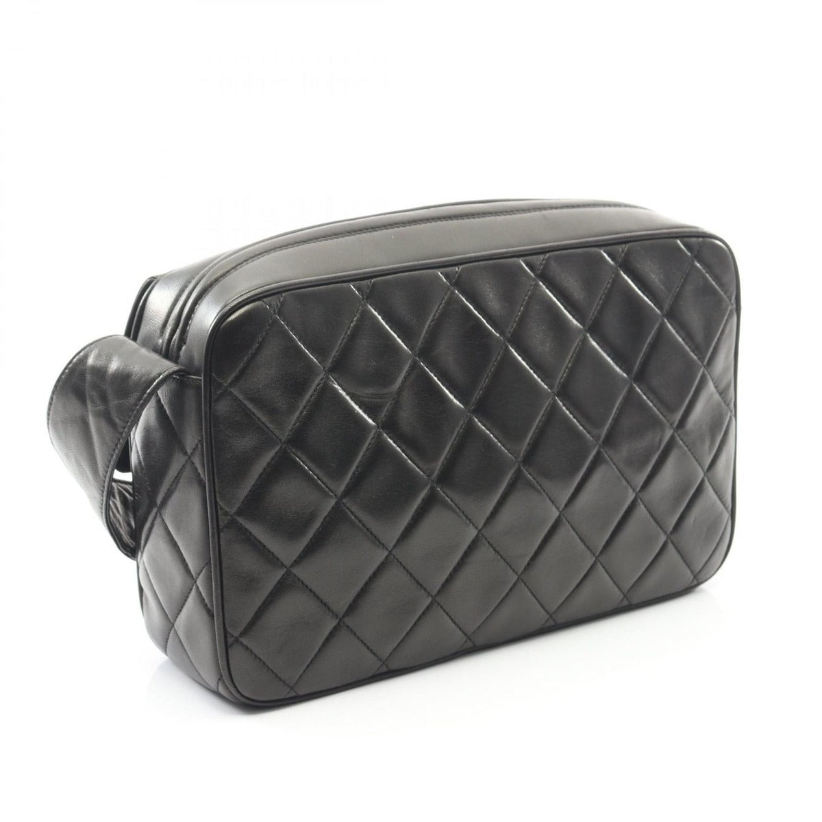 Chanel Shoulder Bag Quilted Black Lambskin Fringe — view 2
