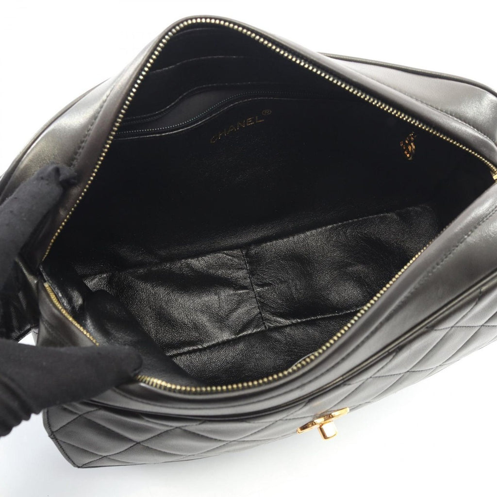 Chanel Shoulder Bag Quilted Black Lambskin Fringe — view 3
