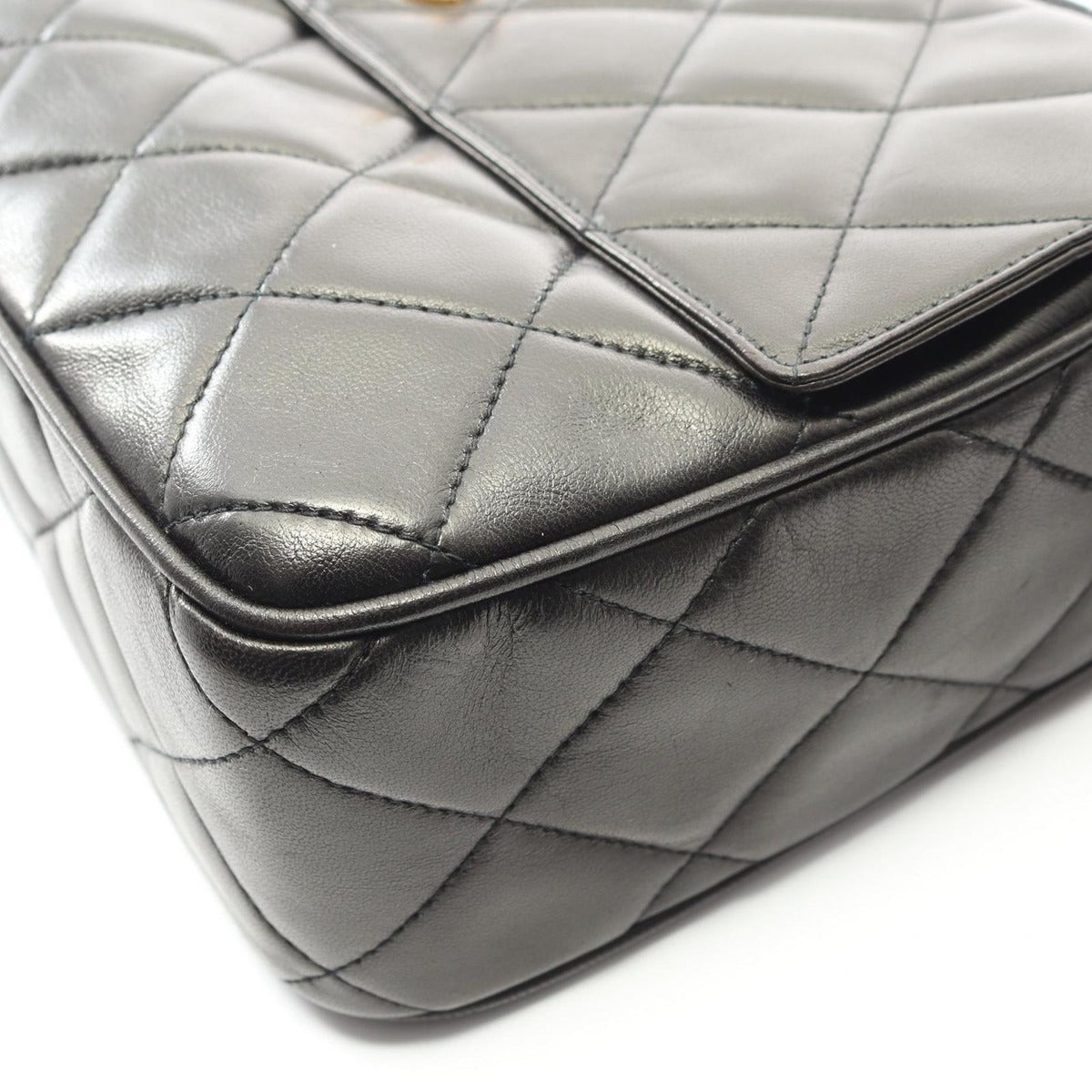 Chanel Shoulder Bag Quilted Black Lambskin Fringe — view 6