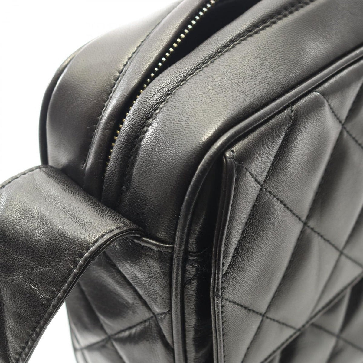 Chanel Shoulder Bag Quilted Black Lambskin Fringe — view 8
