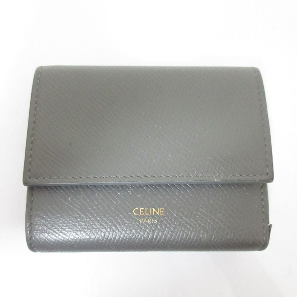 Celine Small Trifold Calfskin Compact Wallet Gray