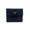 Prada Nylon Black Bifold Wallet Silver