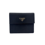 Prada Nylon Black Bifold Wallet Silver