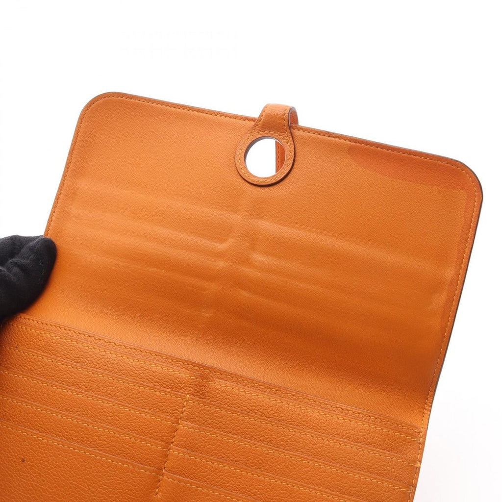 Hermes Bifold Wallet Dogon Long Orange Leather — view 7