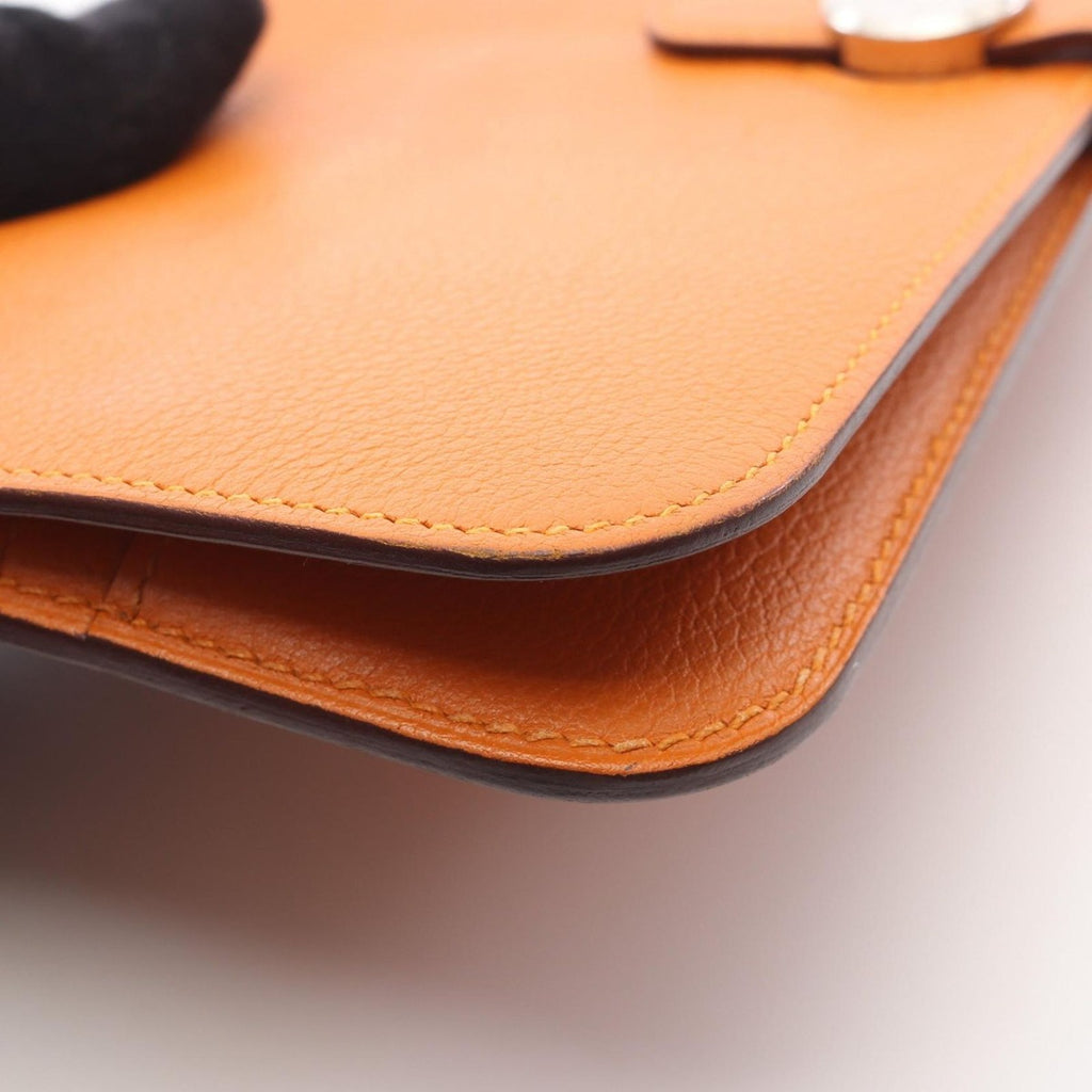 Hermes Bifold Wallet Dogon Long Orange Leather — view 9