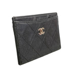 Chanel Card Case Quilted Lambskin Black Silver — view 2