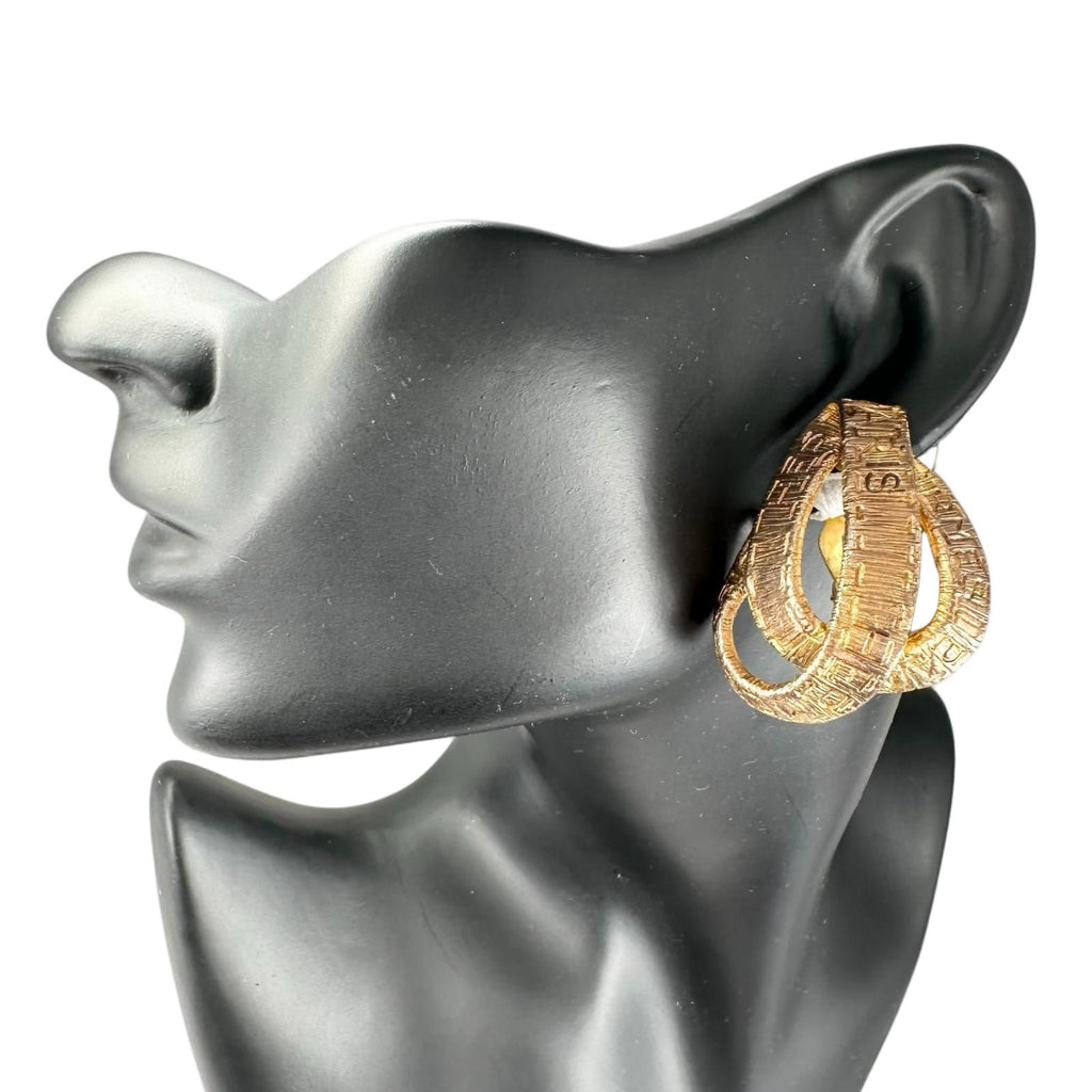 Hermes Ribbon Motif Gold Plated Earrings — view 2