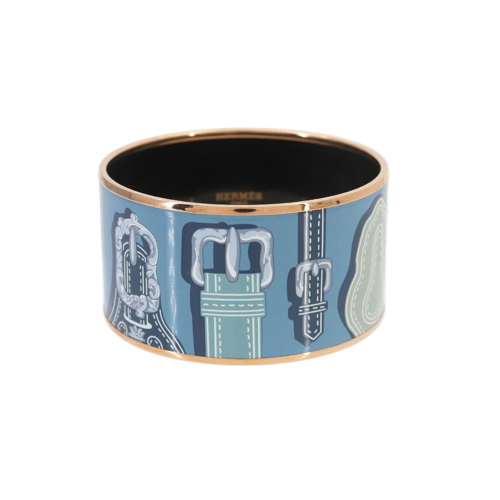 Hermes Enamel TGM Bangle Bracelet Blue Multicolor Gold Email TGM