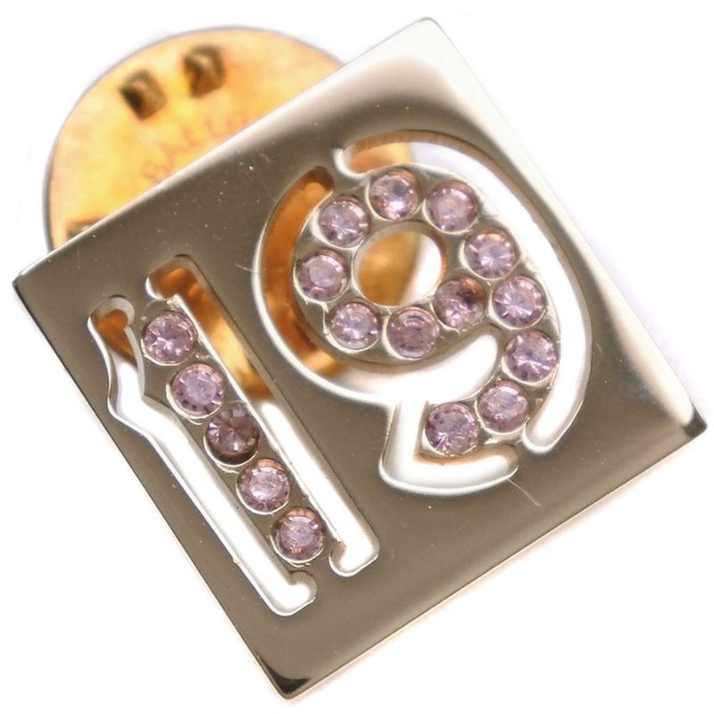Chanel No.19 Pin Brooch Gold Plated And Rhinestone 4.1 g