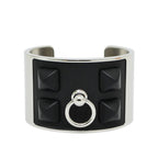 Hermes Collier de Chien Medle Gaine Size T2 Black Silver Bracelet Bangle — view 2