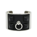 Hermes Collier de Chien Medle Gaine Size T2 Black Silver Bracelet Bangle