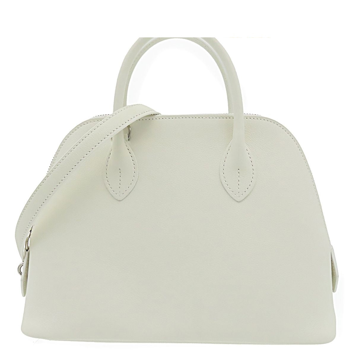 Hermes Bolide 1923 25 Verso White Lime Silver Evercolor 2-Way Shoulder Bag