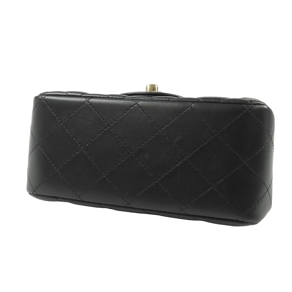 Chanel Chain Shoulder Bag Black Gold Lambskin CC Logo Mini Quilted 17 — view 3