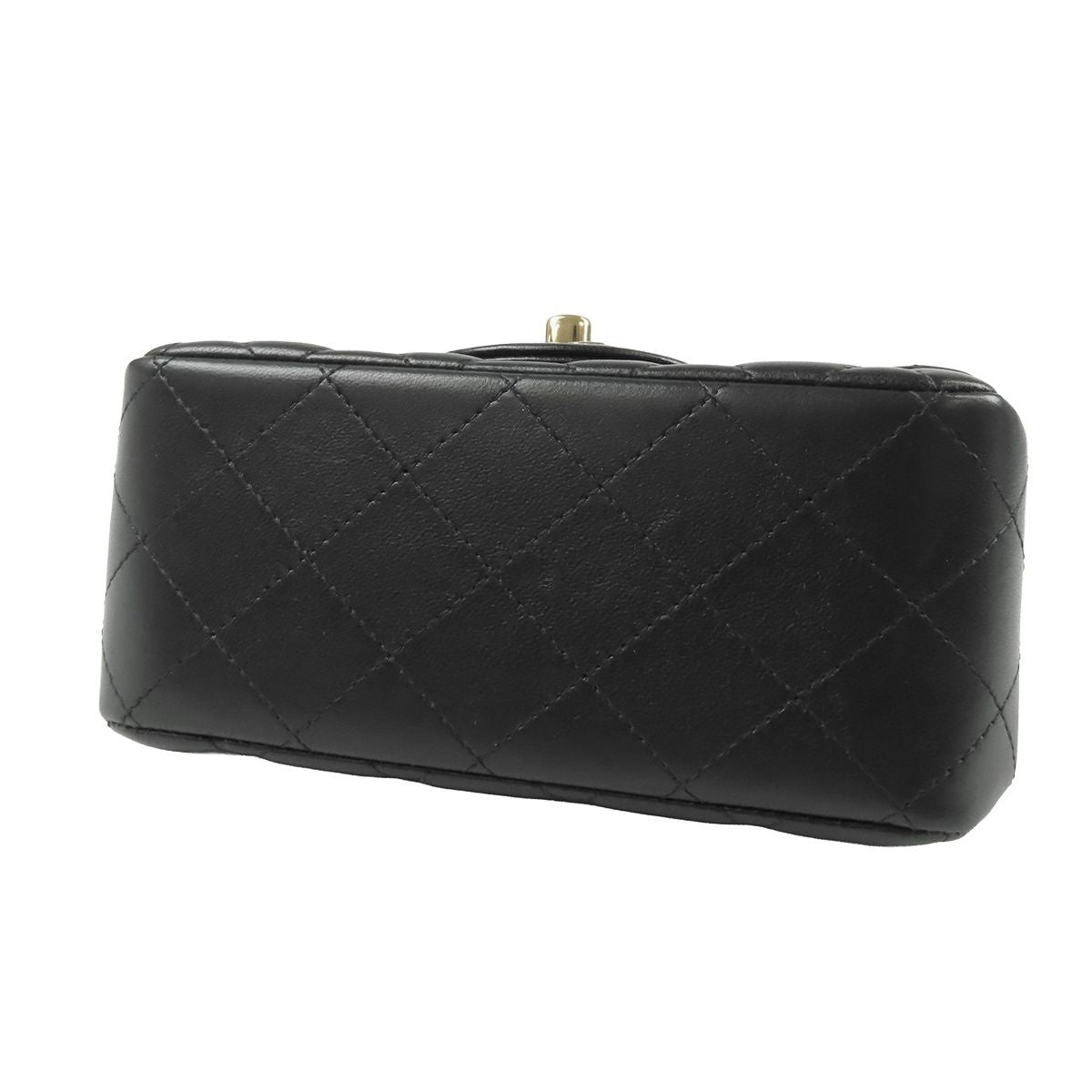 Chanel Chain Shoulder Bag Black Gold Lambskin CC Logo Mini Quilted 17 — view 3