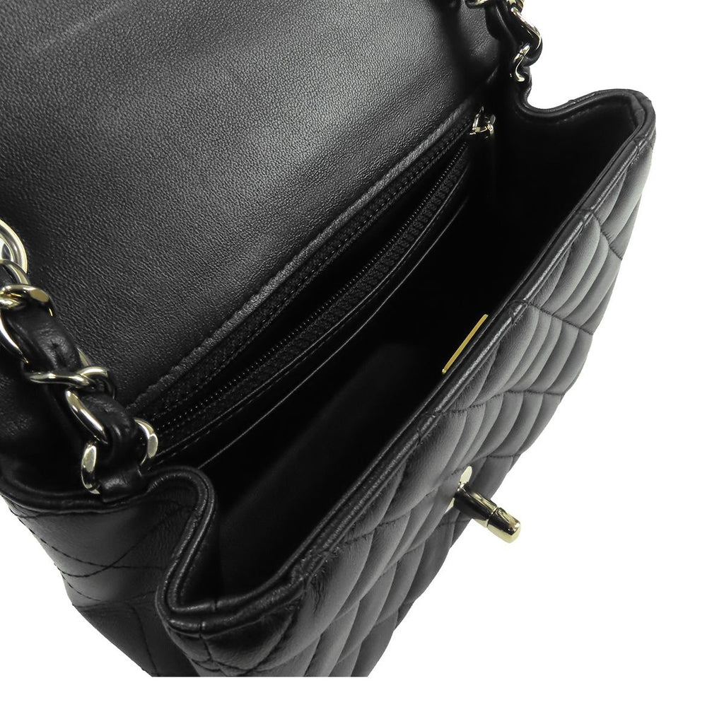 Chanel Chain Shoulder Bag Black Gold Lambskin CC Logo Mini Quilted 17 — view 4