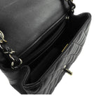 Chanel Chain Shoulder Bag Black Gold Lambskin CC Logo Mini Quilted 17 — view 4