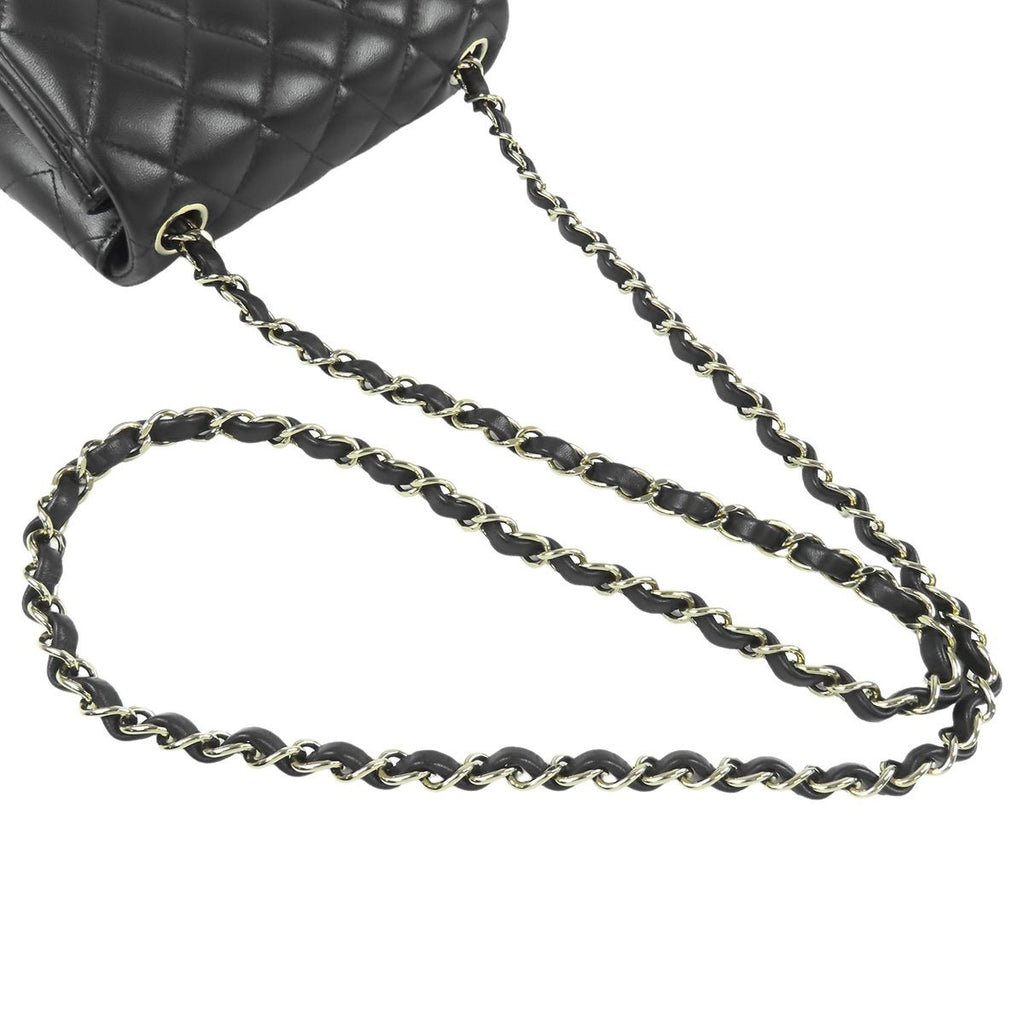 Chanel Chain Shoulder Bag Black Gold Lambskin CC Logo Mini Quilted 17 — view 5