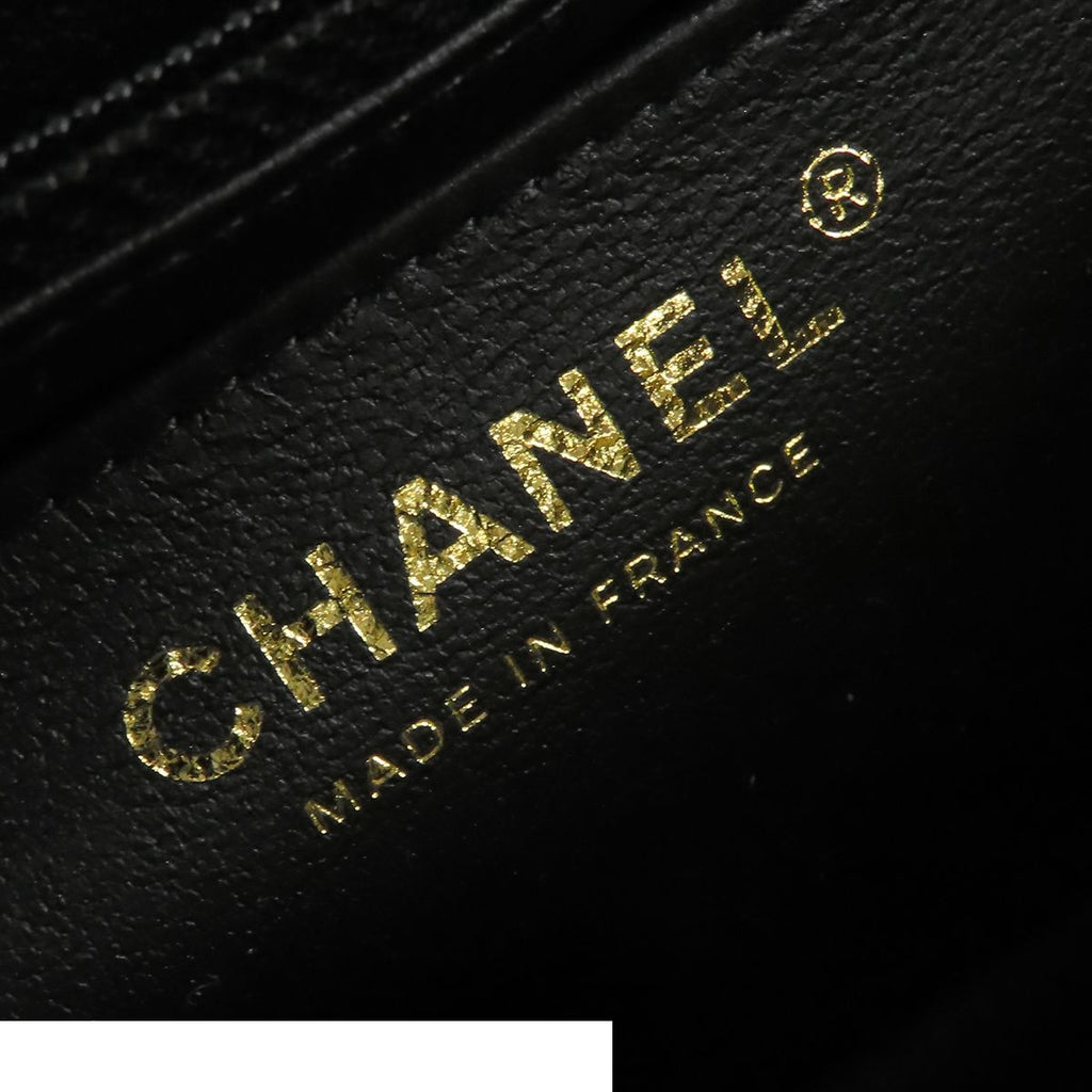Chanel Chain Shoulder Bag Black Gold Lambskin CC Logo Mini Quilted 17 — view 6