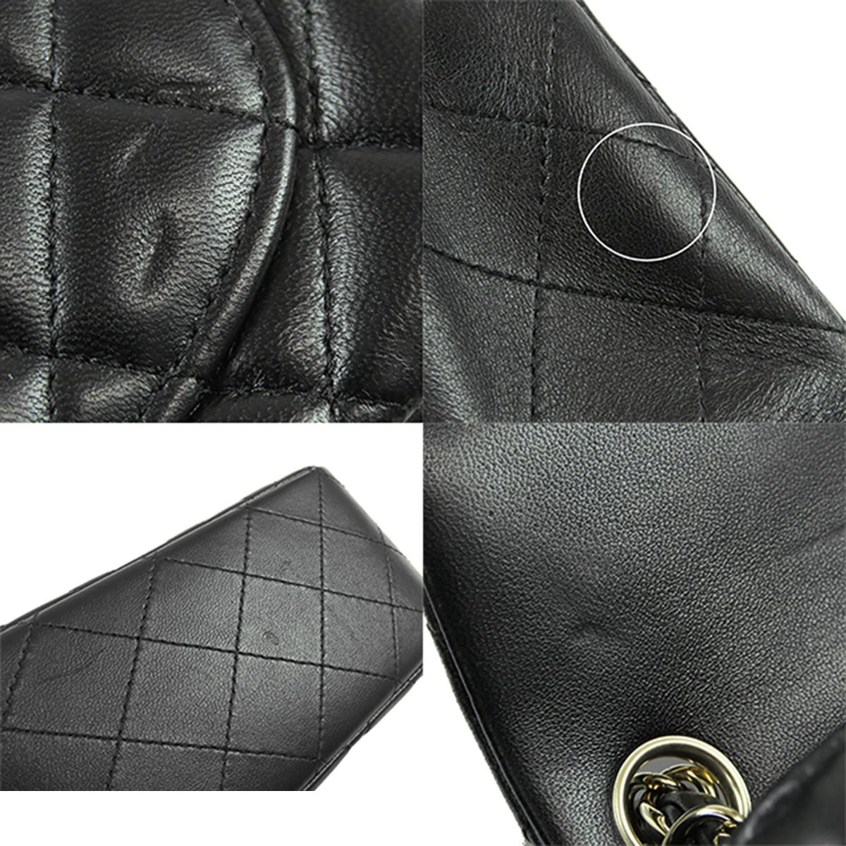 Chanel Chain Shoulder Bag Black Gold Lambskin CC Logo Mini Quilted 17 — view 8