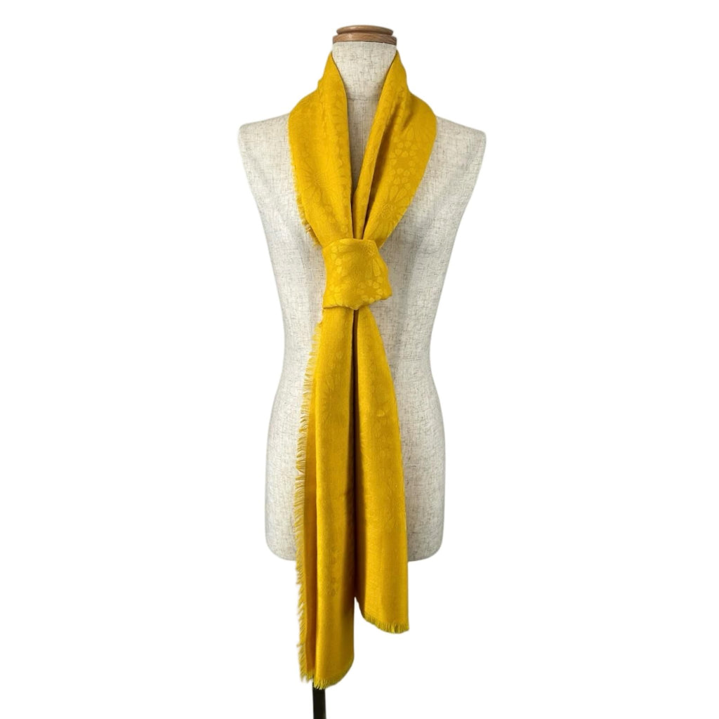 Loewe Anagram Flower Large Shawl Silk Wool Yellow Scarf — view 2