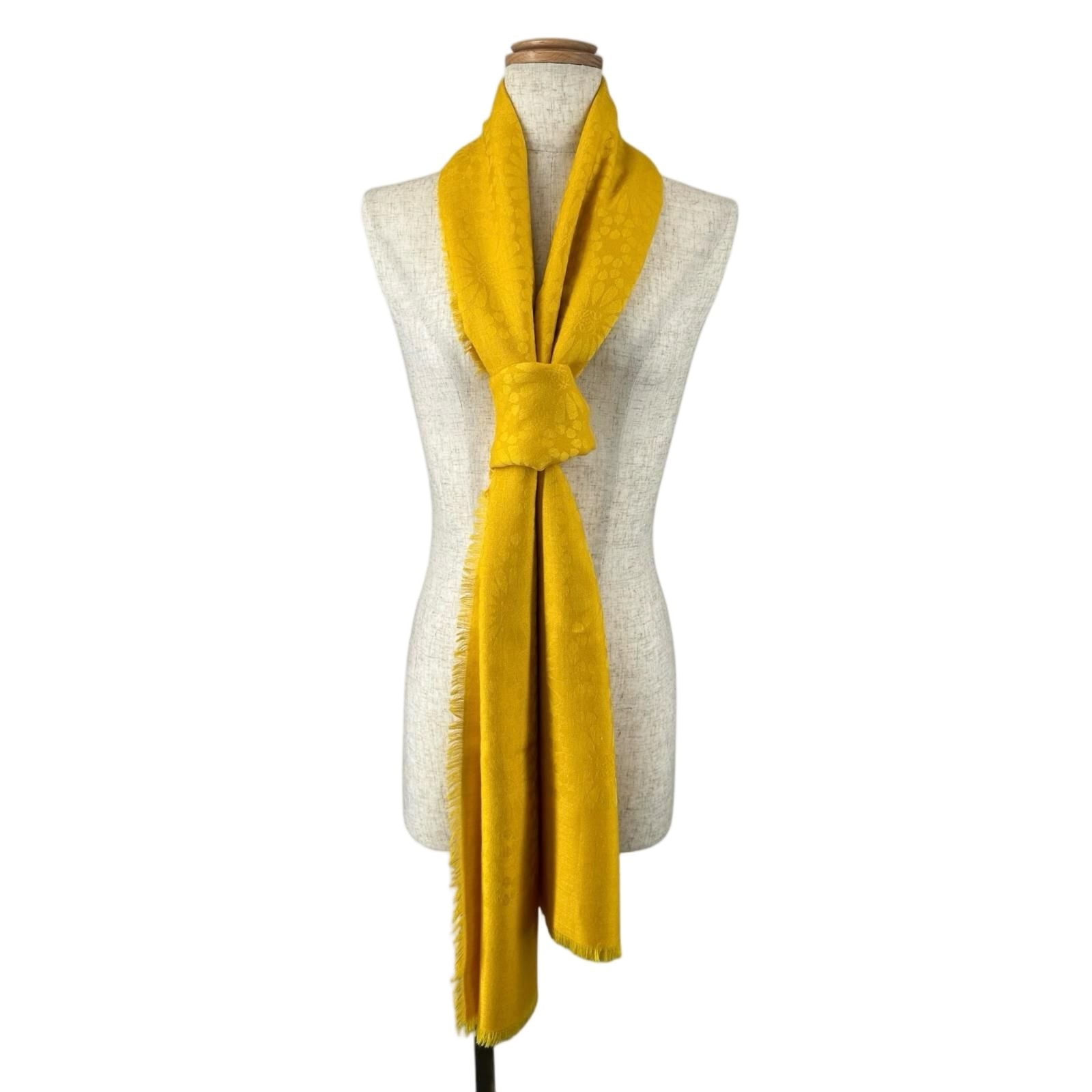 Loewe Anagram Flower Large Shawl Silk Wool Yellow Scarf — view 2