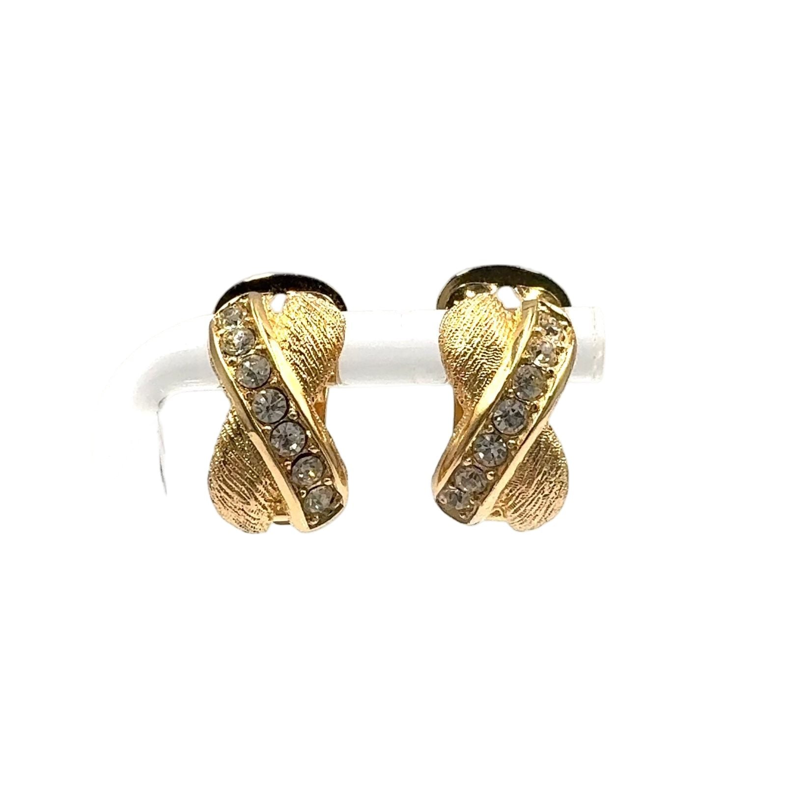Dior Cross Rhinestone Color Stone Clear Gold Earrings