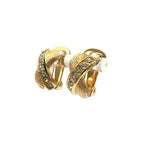 Dior Cross Rhinestone Color Stone Clear Gold Earrings — view 2