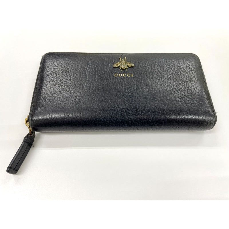 Gucci Animalier Bee Leather Zip Around Wallet Round Zipper Long — view 3