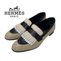 Hermes Royal Loafer Leather Shoes Beige Black White Hhardware Constance
