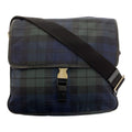 Prada Tessuto Triangle Logo Plate Checked Green Blue Black Silver Hardware