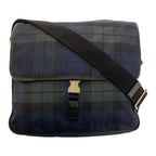 Prada Tessuto Triangle Logo Plate Checked Green Blue Black Silver Hardware