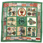 Hermes Carre 90 Persona Silk Green Orange Red Scarf 0105