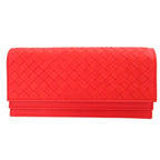 Bottega Veneta Intrecciato Leather Red Bifold Long Wallet 0337