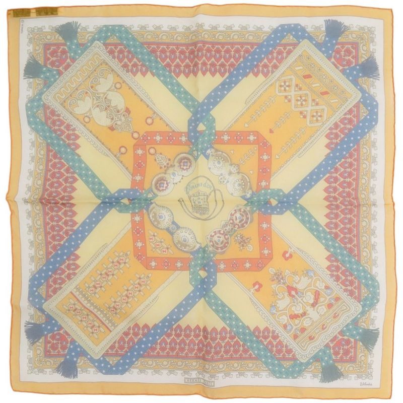 Hermes Carre 45 Petit Brins D'or Golden Young Branches Silk Multicolor