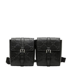 Gucci GG Embossed Waist Bag Pouch Black Leather