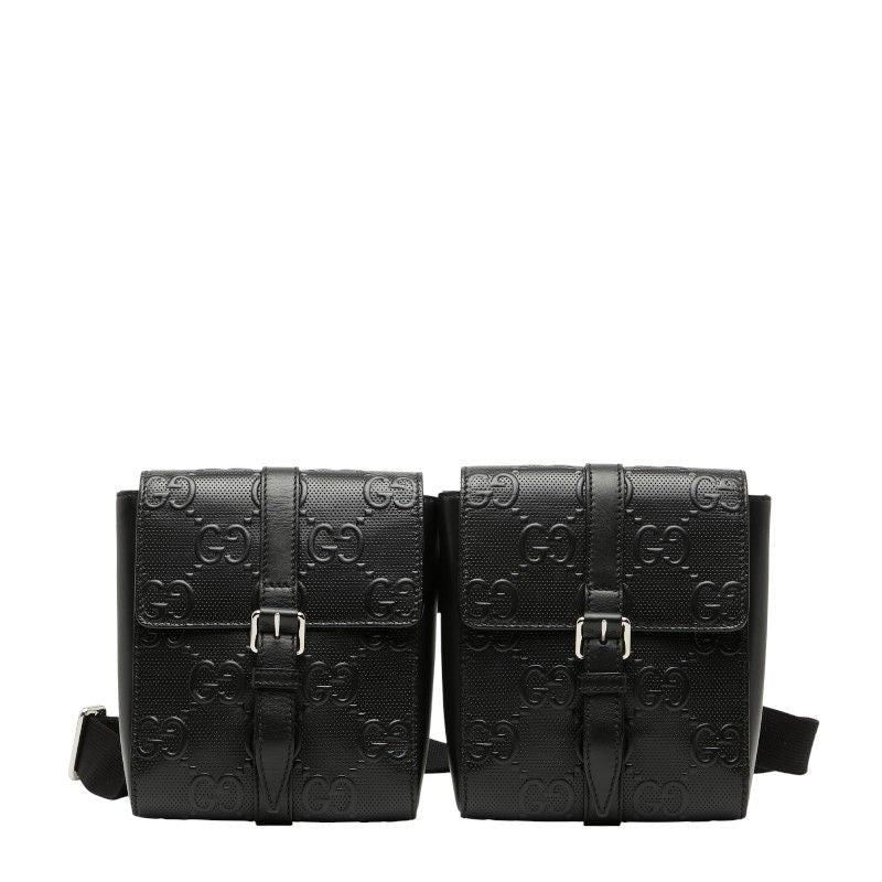 Gucci GG Embossed Waist Bag Pouch Black Leather — view 2