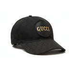 Gucci Baseball Cap Hat Gold Foil Embossed GG Black 4 Hg53 1060 Size — view 2