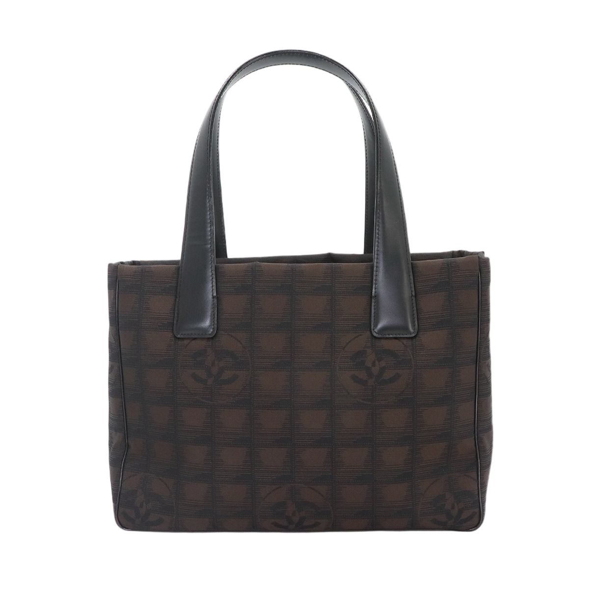 Chanel New Travel Line Tote Bag PM Nylon Jacquard Leather Dark Brown