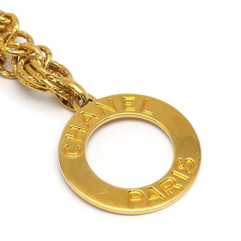 Chanel Circle Logo Necklace Plated Gold Chain