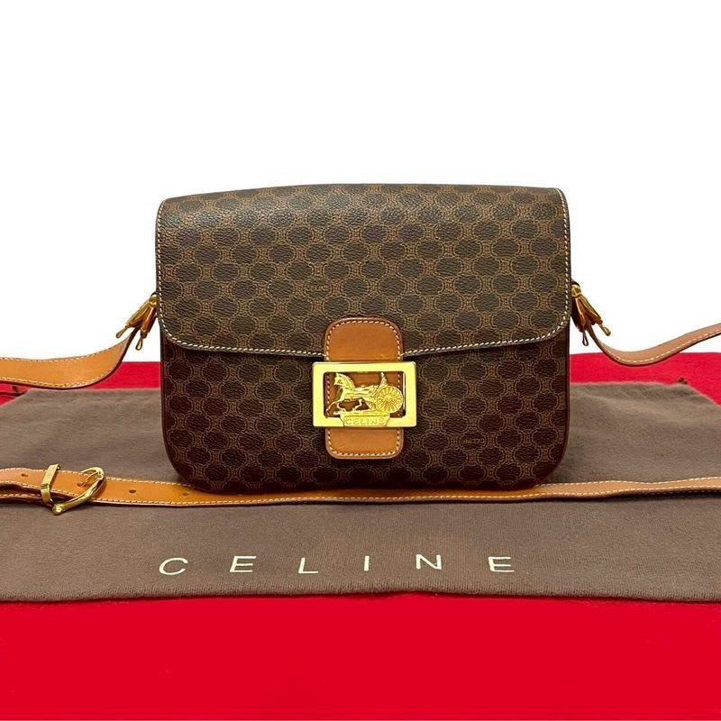 Celine Macadam Blason Triomphe Pattern Logo Carriage Hardware Leather