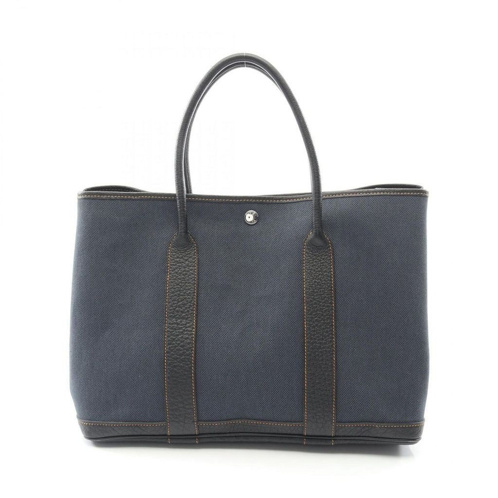 Hermes Tote Garden Party PM Denim Fonce Black Canvas Navy