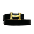 Hermes Belt Black Camel Brown Gold