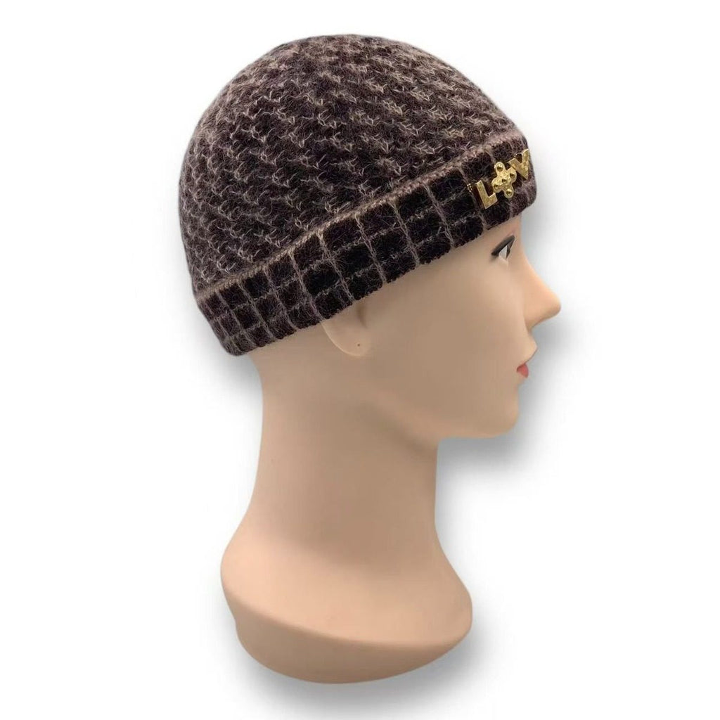 Louis Vuitton Knit Hat with Brooch Beanie Wool Purple — view 2