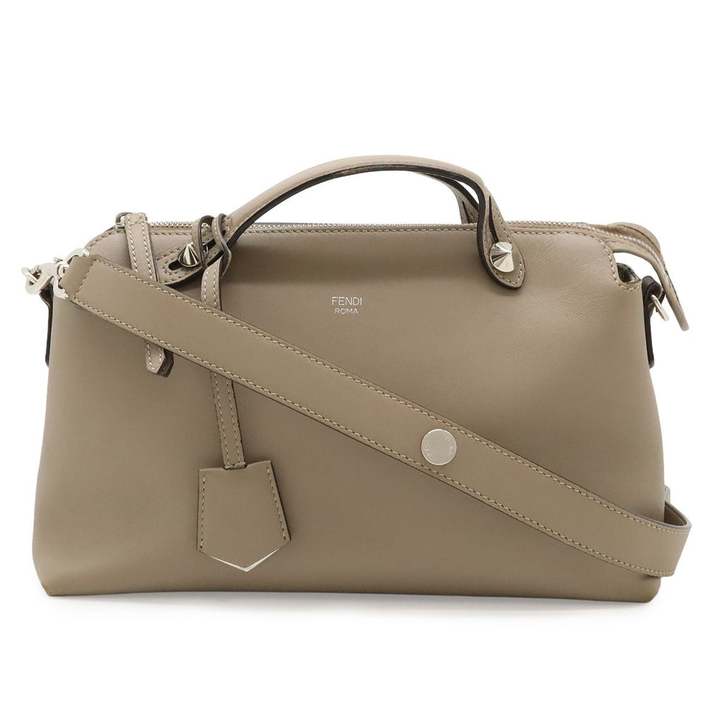 Fendi by the Way 2-Way Shoulder Bag Leather Grey Silver Greige