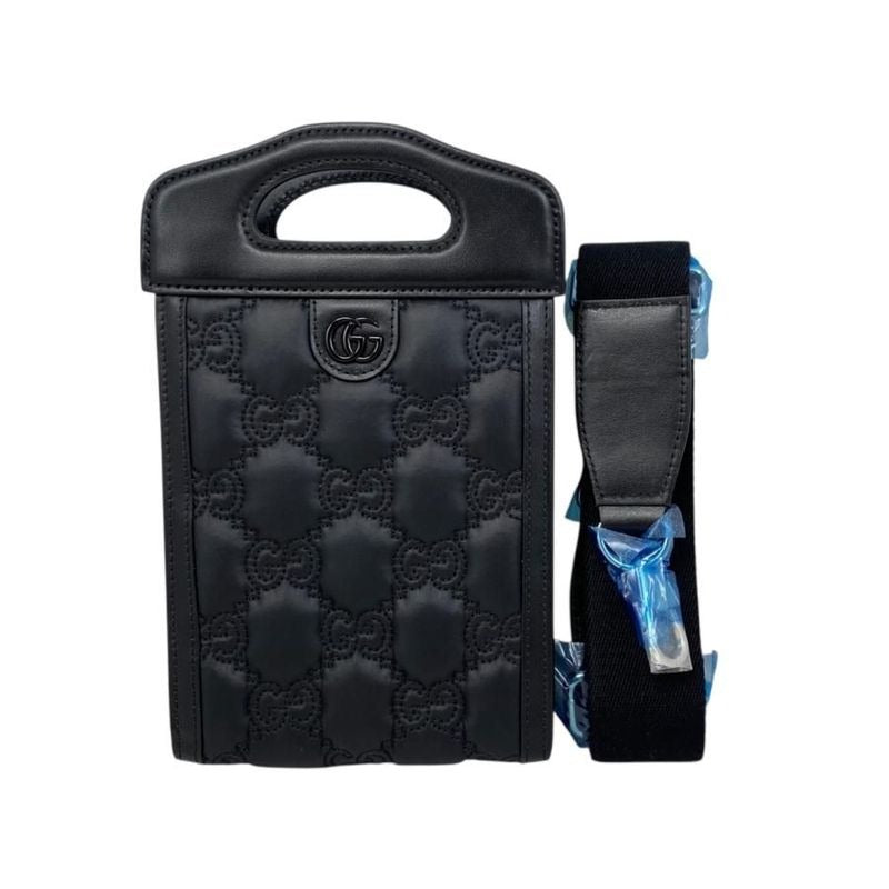 Gucci Shoulder Bag Mini Top Handle GG Matelasse Black Purple