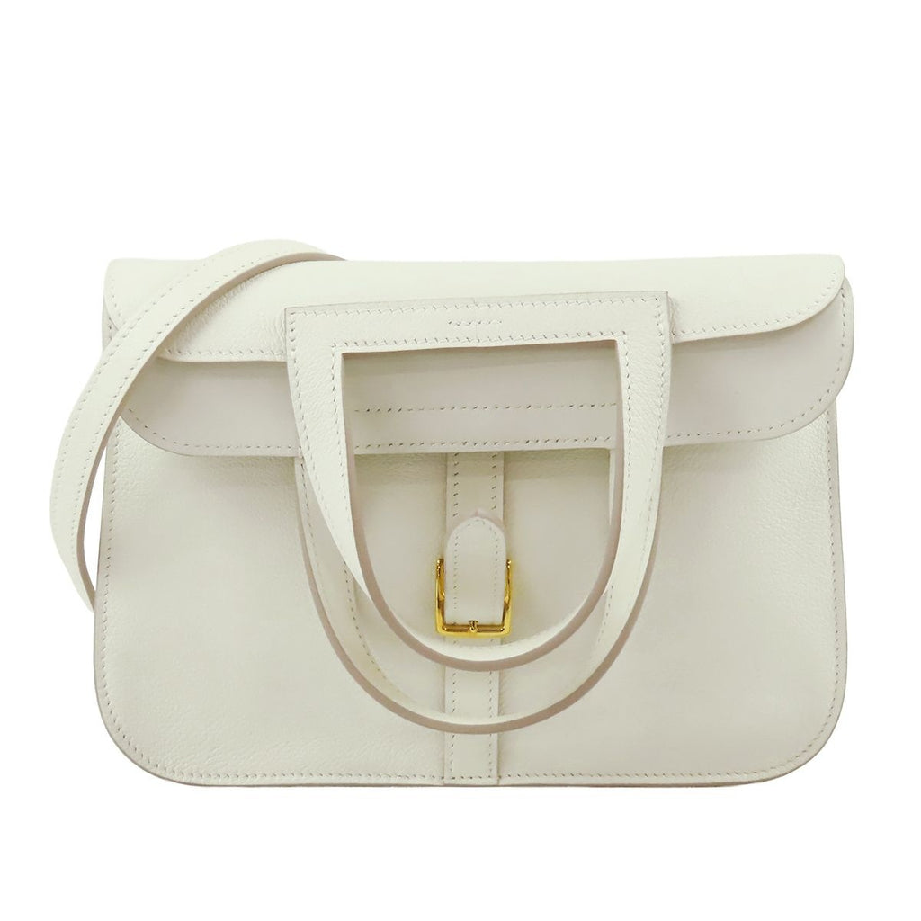 Hermes Halzan 25 Craie Gold Evercolor 2-Way Shoulder Bag